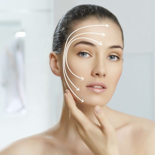 beauty woman on the bathroom background